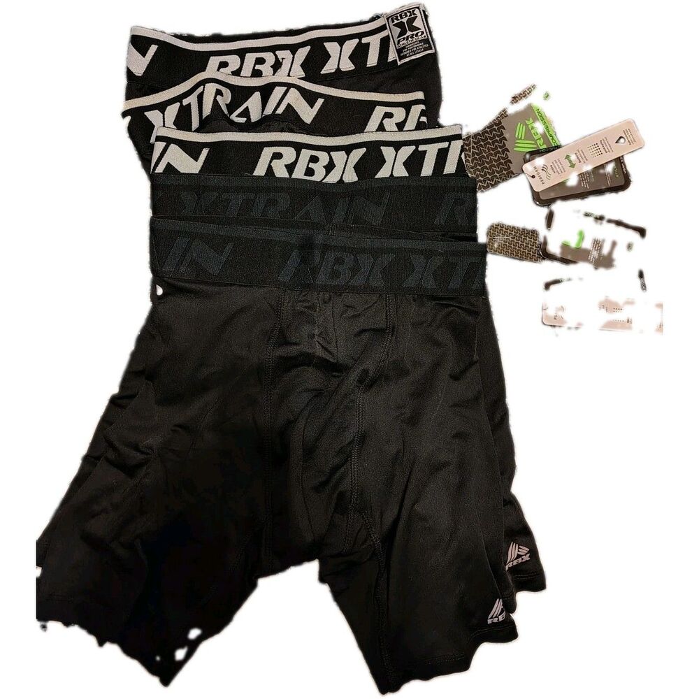 RBX 5 Pack - Compression Boxer Briefs Small 28-30 Black and Gray Waistband